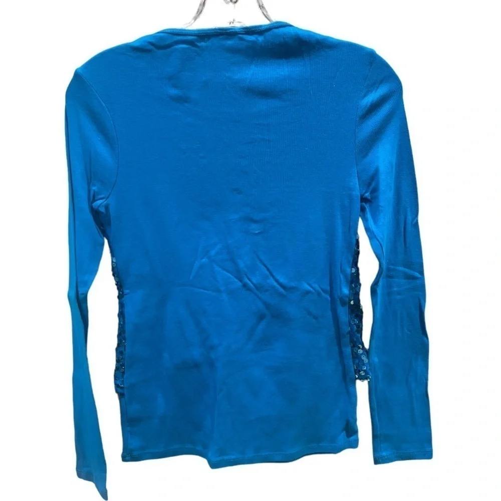 Justice Blue Sequin Long Sleeve Tee Girl's Size 12